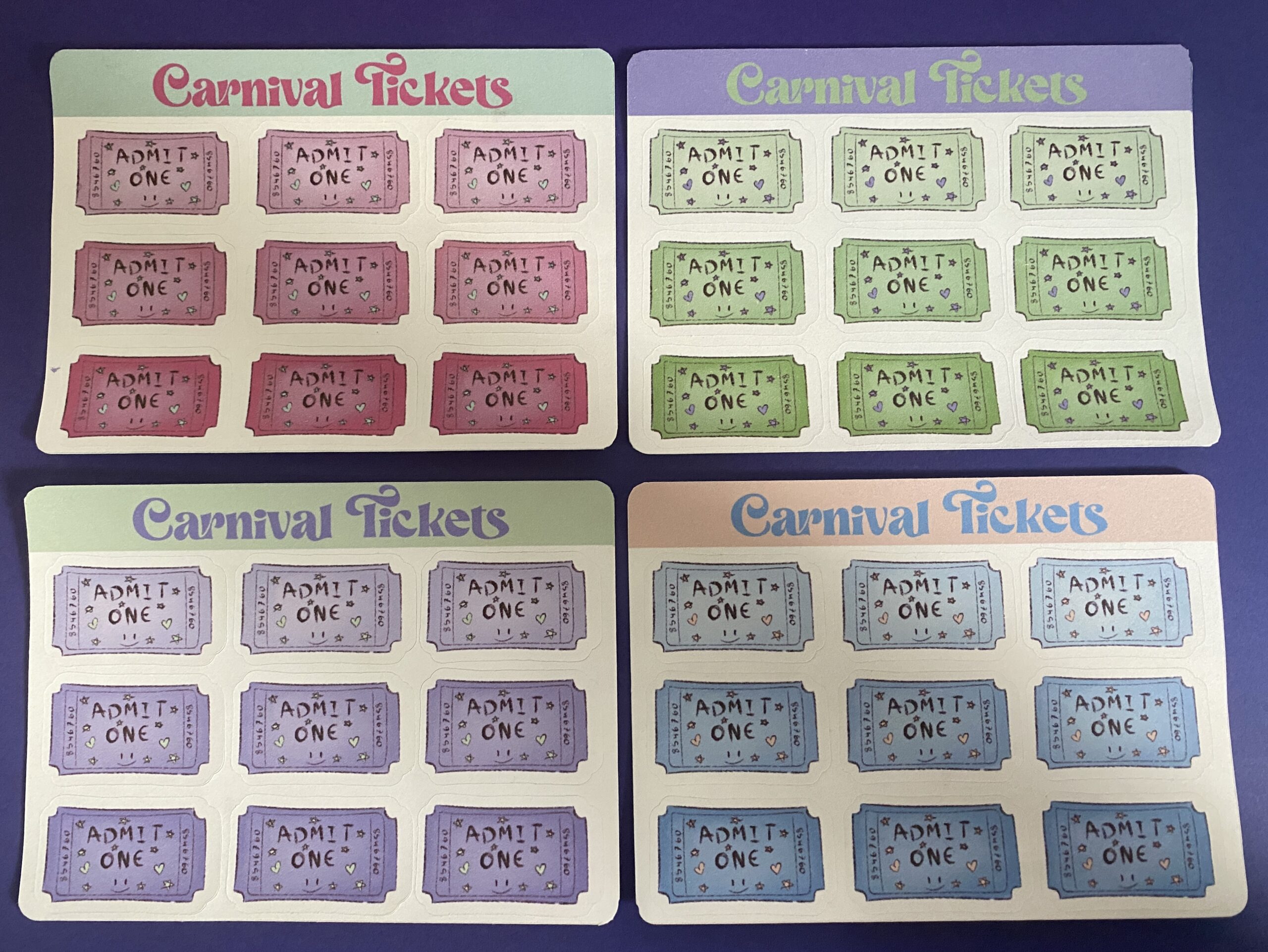 Carnival Tickets Mini Sticker Sheet