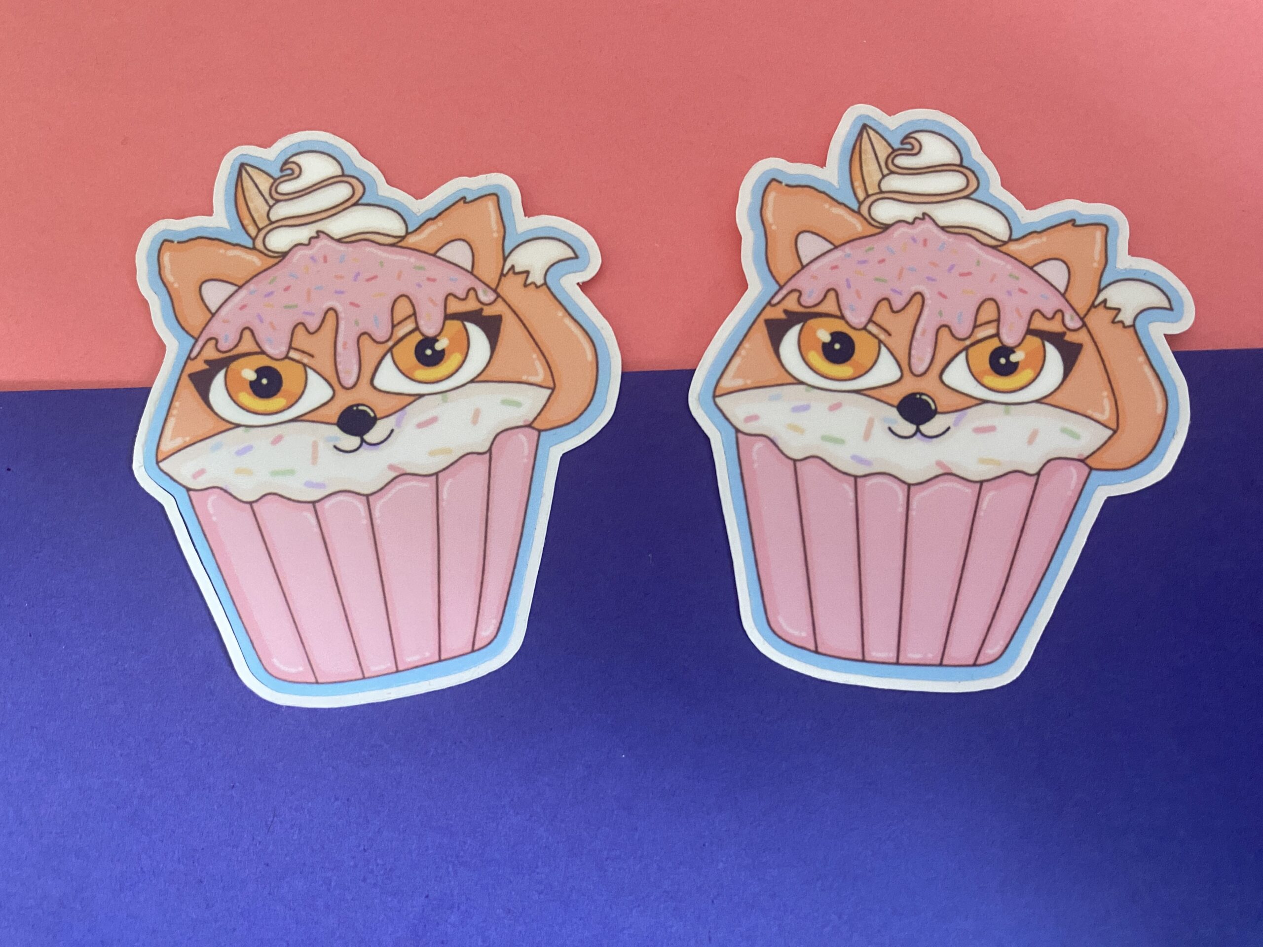 Cupcake Fox Vinyl Sticker