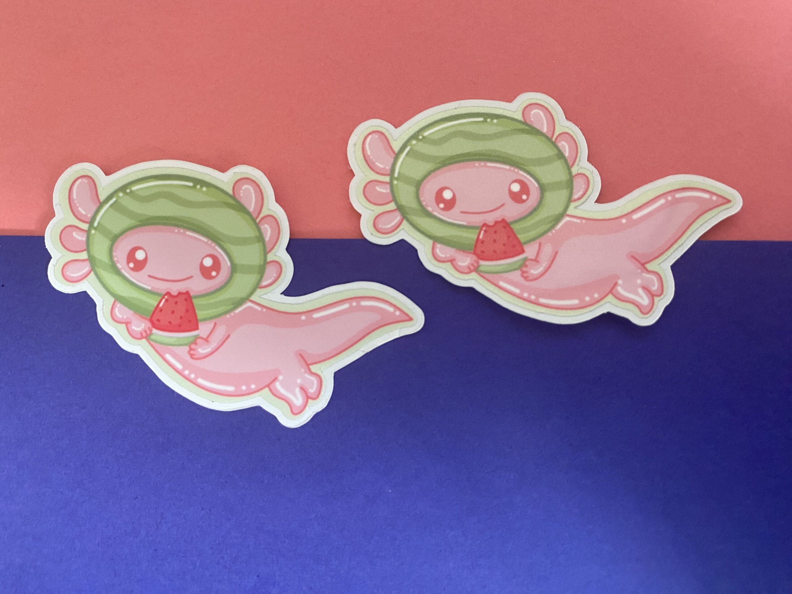 Watermelon Axolotl Vinyl Sticker